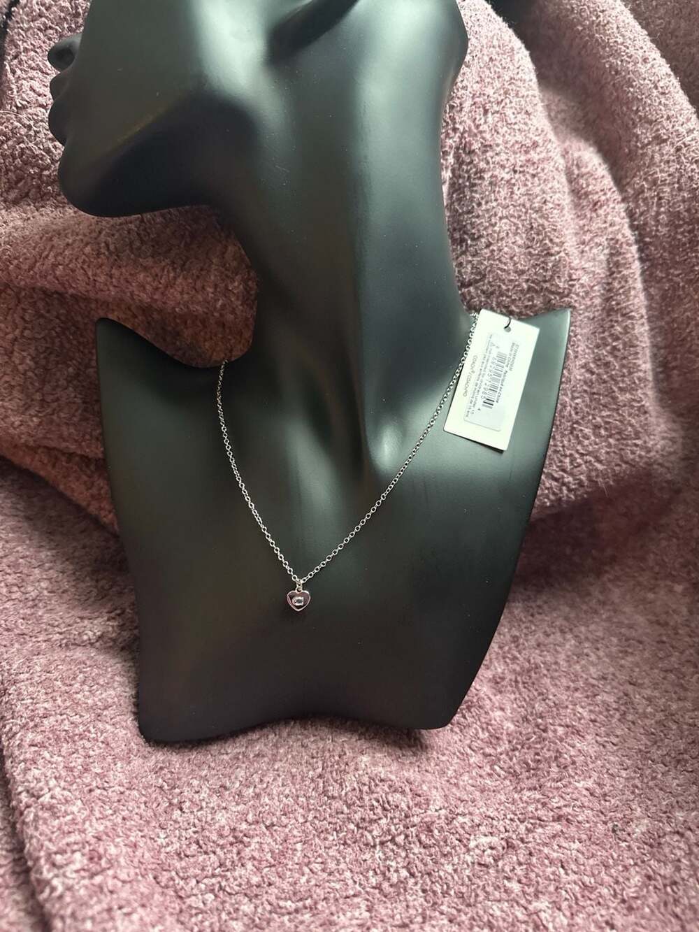 Coach Silver-Tone Pave Crystal C Heart Pendant Necklace